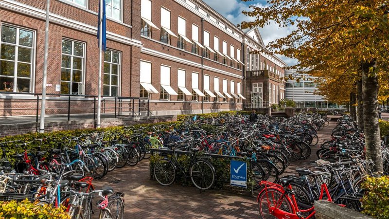 Exterior view of Leiden University`s Law School building, Netherlands