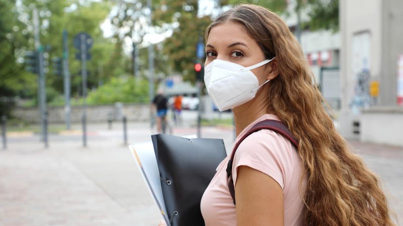 University students wearing mask