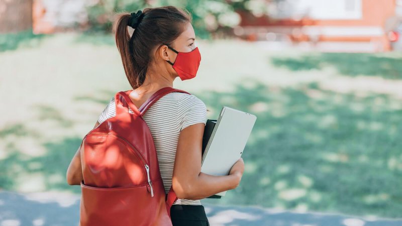 university student wearing mask