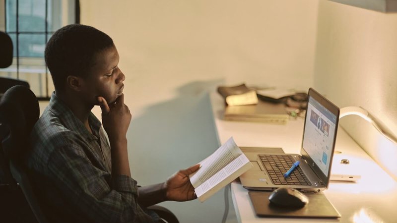 African student studying