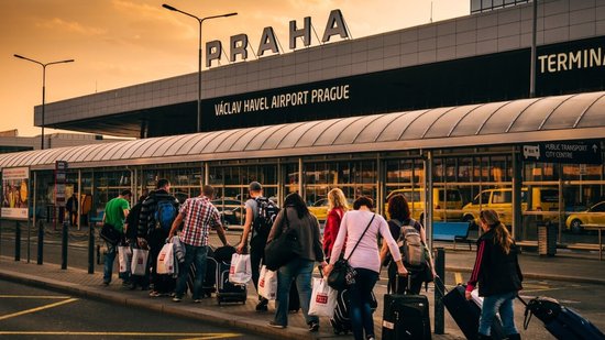 People at Prague international airport