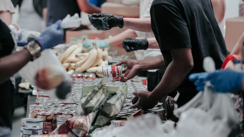 foodbank, people offering food