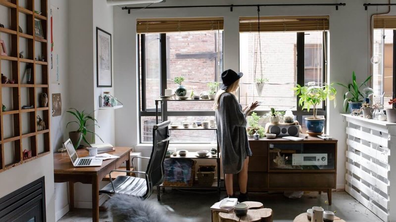 student in a room